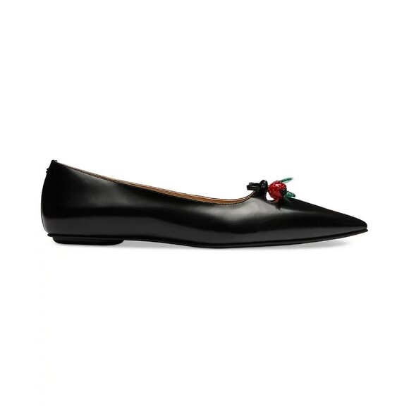 COACH Runway Cherry Flat Shoes Women's Size 7 Black Leather Pointed Toe - Picture 2 of 6